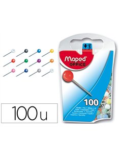 Épingle maped de signalisation forme ronde diamètre 5mm 5 coloris assortis boîte 100 unités.