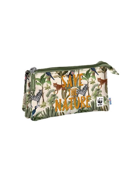 Trousse triple Dohe WWF Save the Nature - 3 compartiments - Fermetures éclair