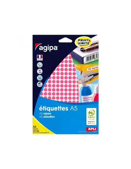 Pastilles multi-usage apli 8mm pochette de 10 coloris rose 2940 unites.