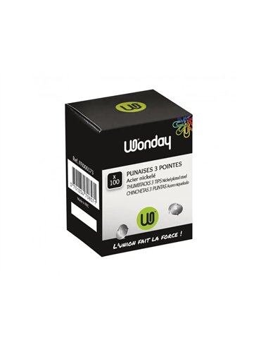 Punaise wonday nickel 3 pointes boite 100 unites.