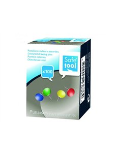 Punaise wonday laiton tete coloris assortis boite 100 unites.