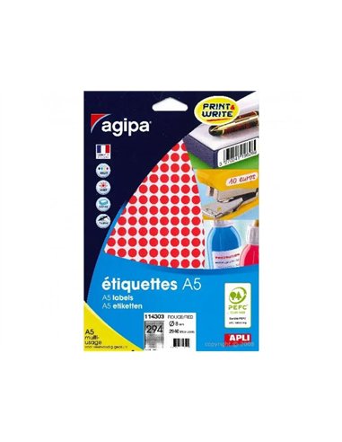 Pastilles multi-usage apli 8mm pochette de 10 coloris rouge 2940 unites.