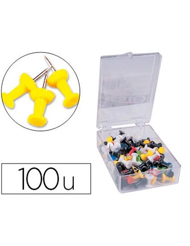Punaise q-connect épingle mémo coloris jaune boîte 100 unités.