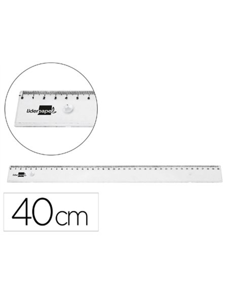 Regle liderpapel plastique incassable transparent 40 cm.