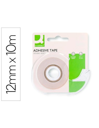 Ruban adhésif q-connect double face 10mx12mm avec dévidoir.