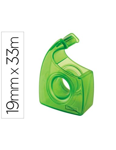 Dévidoir tesa easy cut green 100% recyclé pour ruban adhésif 19mmx33m lame dentelée coloris vert.