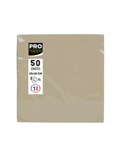 Serviette exacompta micro-gauffre ouate 2 plis 38x38cm coloris ficelle paquet 40 unites.