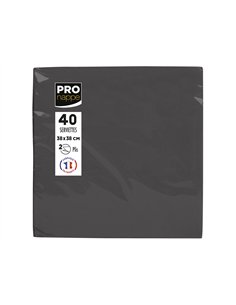 Serviette exacompta micro-gauffre ouate 2 plis 38x38cm coloris noir paquet 40 unites.