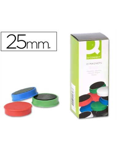 Aimant q-connect diamètre 25mm affichage signalisation toutes surfaces métalliques coloris assortis boîte 10 unités.