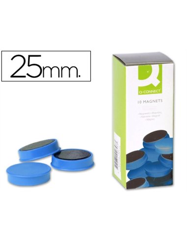 Aimant q-connect diamètre 25mm affichage signalisation toutes surfaces métalliques coloris bleu boîte 10 unités.