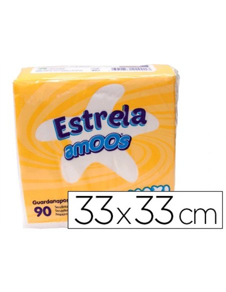 Serviette amoos estrela 2 plis 33x33cm paquet de 90 unités.
