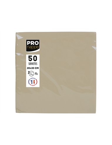 Serviette exacompta cocktail micro-gauffre ouate 2 plis 20x20cm coloris ficelle paquet 50 unites.