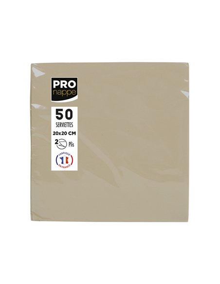 Serviette exacompta cocktail micro-gauffre ouate 2 plis 20x20cm coloris ficelle paquet 50 unites.