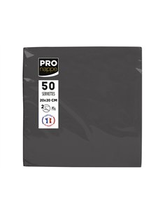 Serviette exacompta cocktail micro-gauffre ouate 2 plis 20x20cm coloris noir paquet 50 unites.