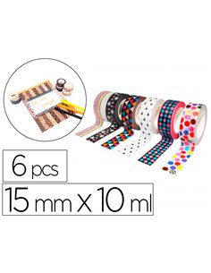 Rubans adhesifs sodertex theme geometrica 15 mm x 10 ml 6 pcs.