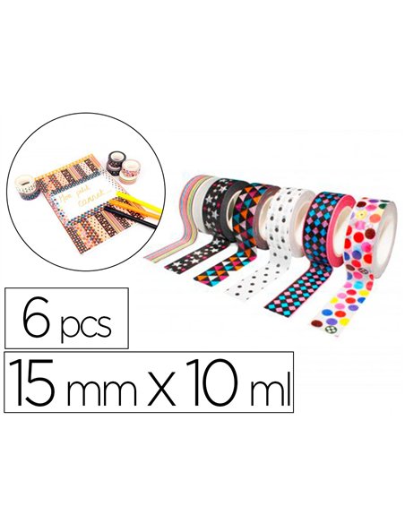 Rubans adhesifs sodertex theme geometrica 15 mm x 10 ml 6 pcs.