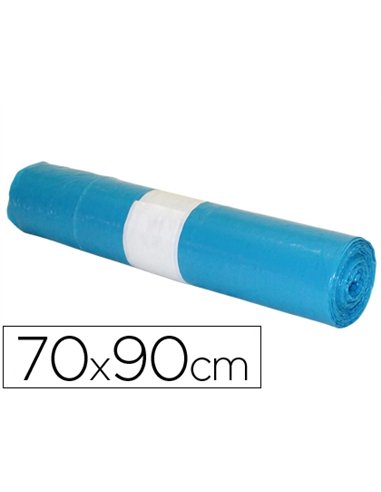 Sac poubelle industriel 70x90cm calibre 110 capacité 50l coloris bleu rouleau 10 unités.