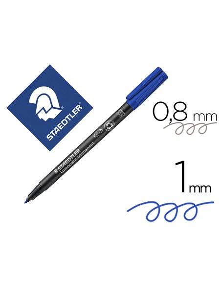 Stylo-feutre staedtler lumocolor permanent pointe moyenne multi-supports séchage immédiat résistant eau coloris bleu.