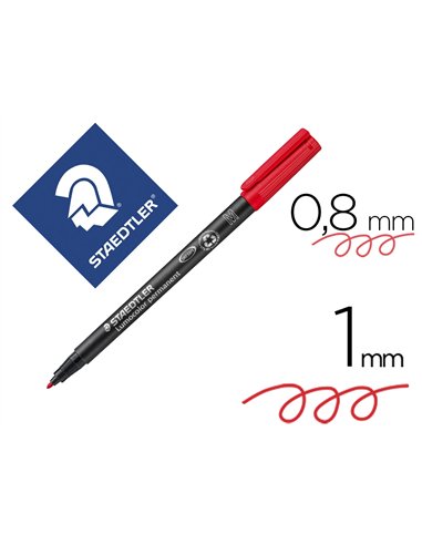 Stylo-feutre staedtler lumocolor permanent pointe moyenne multi-supports séchage immédiat résistant eau coloris rouge.