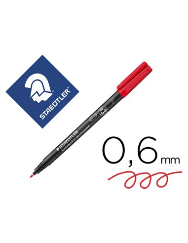 Stylo-feutre staedtler lumocolor permanent pointe fine 0.6mm multi-supports séchage immédiat résistant eau coloris rouge.