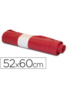 Sac poubelle domestique 52x60cm calibre 70 capacité 20l coloris rouge rouleau 20 unités.