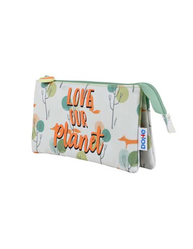 Trousse à crayons triple compartiment Dohe - Fabriquée en polyester souple et durable - Fermeture à double fermeture éclair - Id