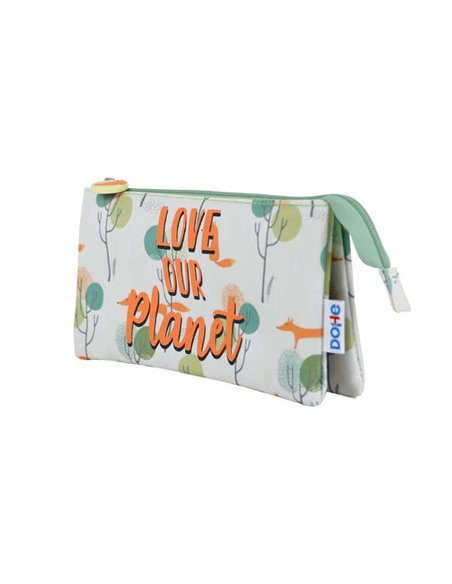 Trousse à crayons triple compartiment Dohe - Fabriquée en polyester souple et durable - Fermeture à double fermeture éclair - Id