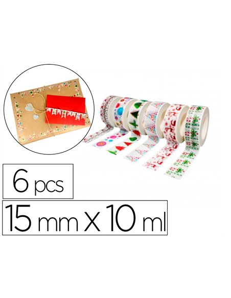 Rubans adhesifs sodertex theme noel 15mm x 10ml 6 pcs.