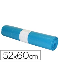 Sac poubelle domestique 52x60cm calibre 70 capacité 20l coloris bleu rouleau 20 unités.