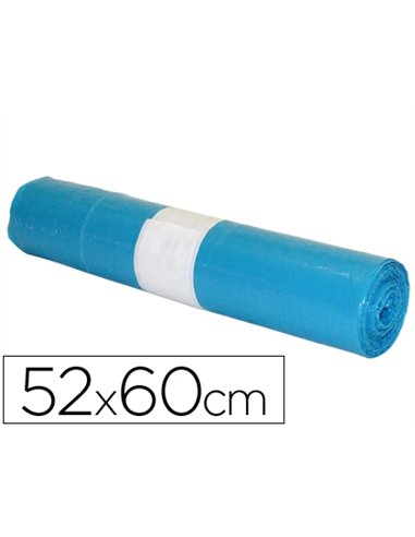 Sac poubelle domestique 52x60cm calibre 70 capacité 20l coloris bleu rouleau 20 unités.