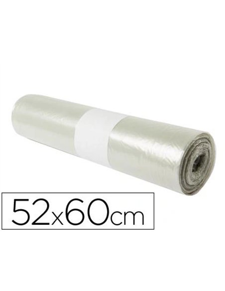 Sac poubelle domestique 52x60cm calibre 70 capacité 20l coloris transparent rouleau 20 unités.