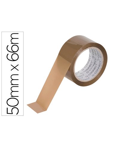 Ruban adhesif q-connect polypropylene 60 microns sans solvant recyclable silencieux 50mmx66m coloris havane.
