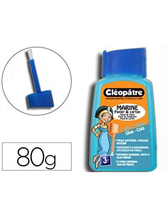 Colle marine cléopâtre papiers cartons fins lavable sans solvant coloris bleuté flacon 80g.