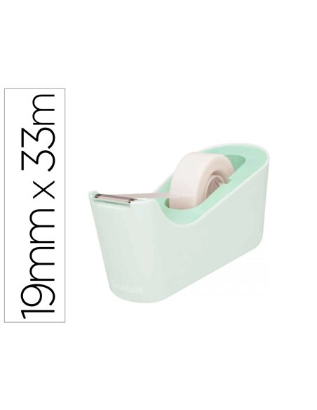 Dévidoir ruban adhésif scotch c18 coloris menthe rouleau magic invisible 19mmx33m.