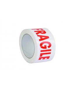 Ruban adhesif imprime fragile polypropylene 28 microns silencieux economique 50mmx100m coloris blanc/rouge.