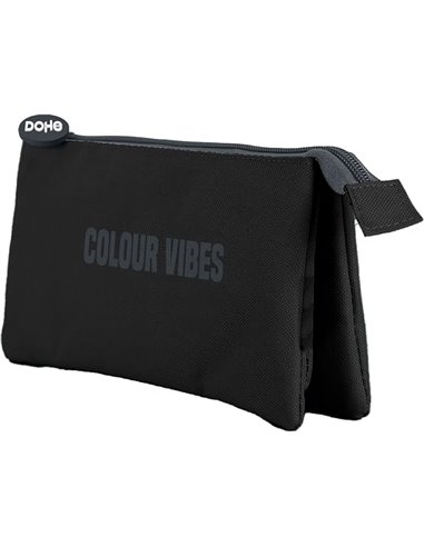 Trousse triple Dohe Colour Vibes - Fermeture à double glissière avec tirette en caoutchouc - Noir