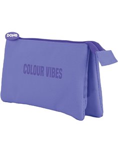 Trousse triple Dohe Colour Vibes - Fermeture à double glissière avec tirette en caoutchouc - Violet