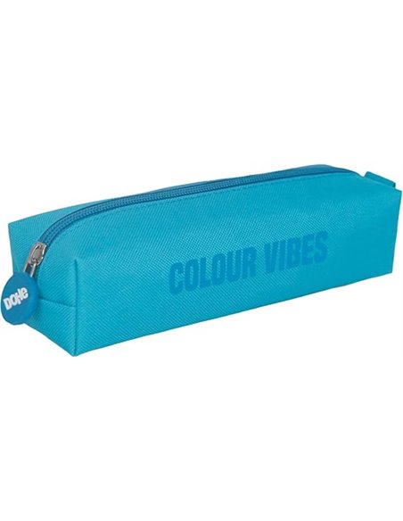 Trousse carrée Dohe Colour Vibes - Fermeture éclair avec tirette en caoutchouc - Bleu cyan
