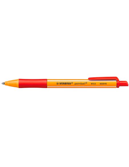 Stylo bille rétractable Stabilo Pointball - Pointe 1 mm - Encre à base d'huile - Rechargeable - 79 % de plastique recyclé - Poig