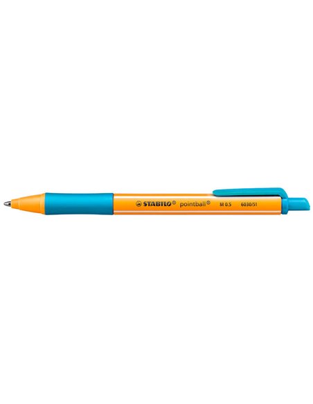 Stylo bille rétractable Stabilo Pointball - Pointe 1 mm - Encre à base d'huile - Rechargeable - 79 % de plastique recyclé - Poig