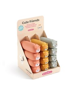 Miquel Rius Back2Fun Vitrine Animaux Mignons avec 12 étuis à crayons en silicone - 4 de chaque modèle animal - Fermeture éclair