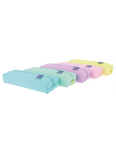 Trousse rectangulaire Oxford Kangoo Live & Go de taille moyenne - Élastique pour fixer au carnet - Couleurs pastel assorties