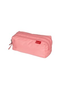 Trousse Enri à 3 compartiments - Fermetures éclair - En polyester - Rose