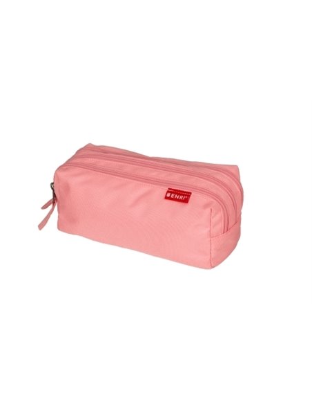 Trousse Enri à 3 compartiments - Fermetures éclair - En polyester - Rose
