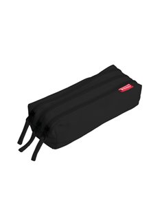 Trousse Enri à 3 compartiments - Fermetures éclair - En polyester - Noir