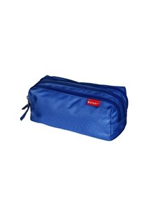 Trousse Enri à 3 compartiments - Fermetures éclair - En polyester - Bleu