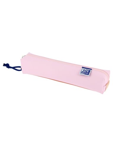 Petite trousse carrée Oxford Live & Go - Matière matelassée - Bande élastique pour l'attacher au carnet - Rose