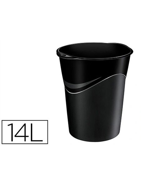 Corbeille à papier cep polypropylène résistant forme conique poignées ergonomiques 14l 305x290x334mm noir green spirit.
