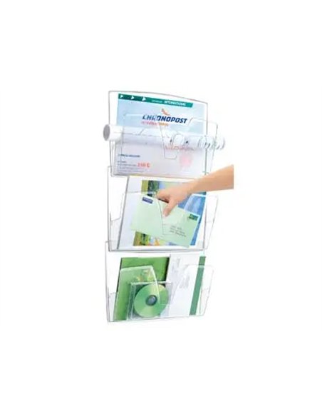 Corbeille murale cep 3 cases polystyrène ouverture préhension en v dimensions case 361x86x270mm cristal.