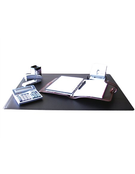 Sous-main q-connect simple pvc coins arrondis dessous mousse antidérapant bord soudé 40x53cm coloris noir.